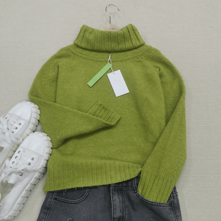 Women's Oversized Roll Neck Jumper with Ribbed Cuffs
