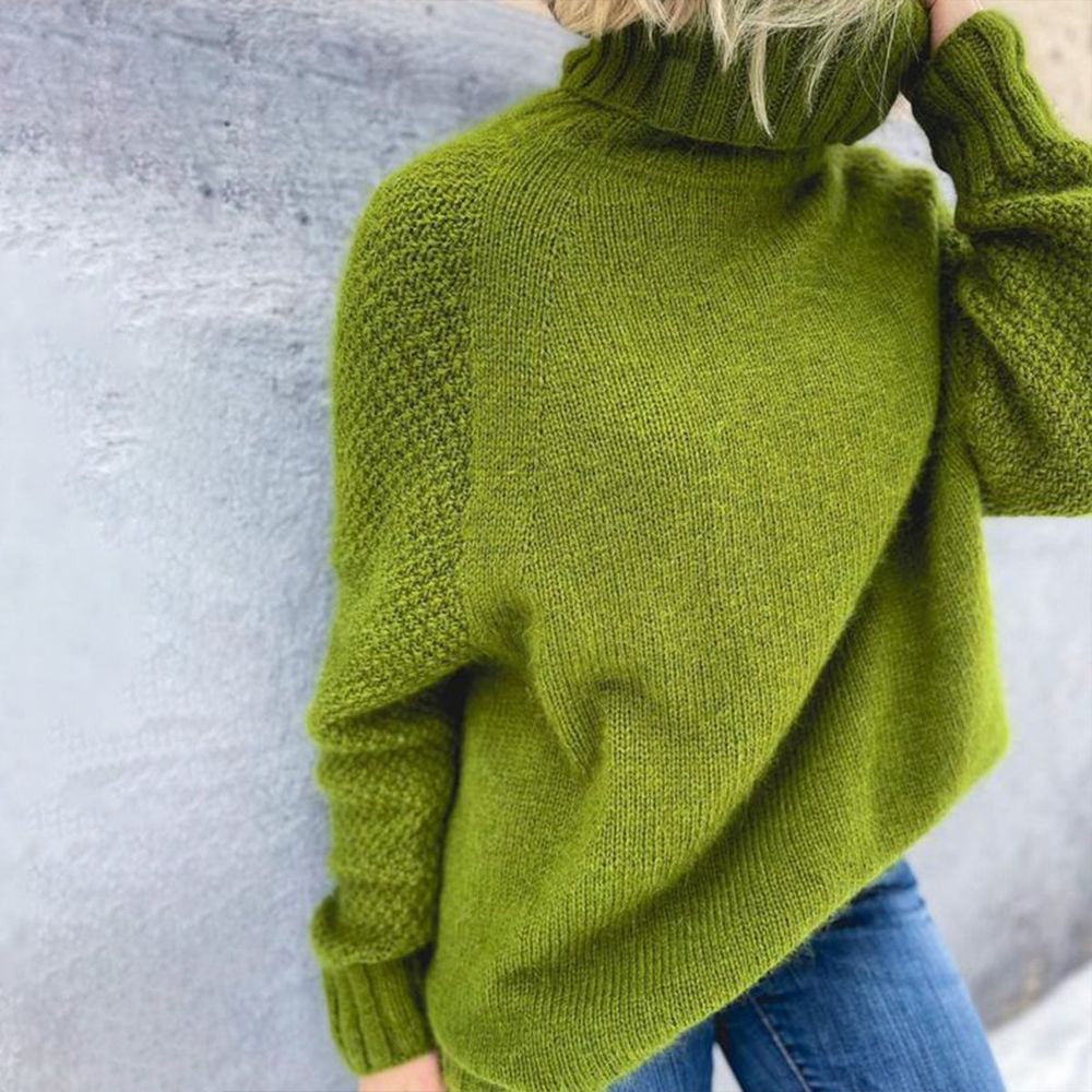 Women's Oversized Roll Neck Jumper with Ribbed Cuffs