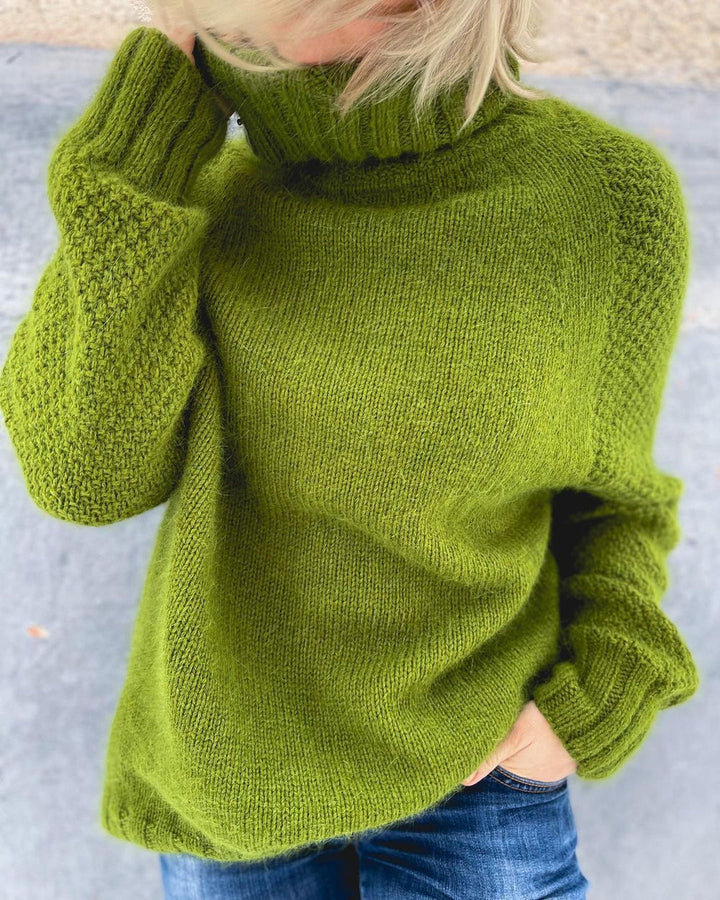 Women's Oversized Roll Neck Jumper with Ribbed Cuffs