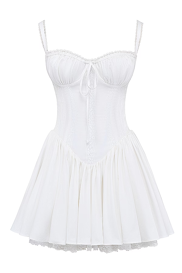 Rosalie | Corset Lace Trim Mini Dress