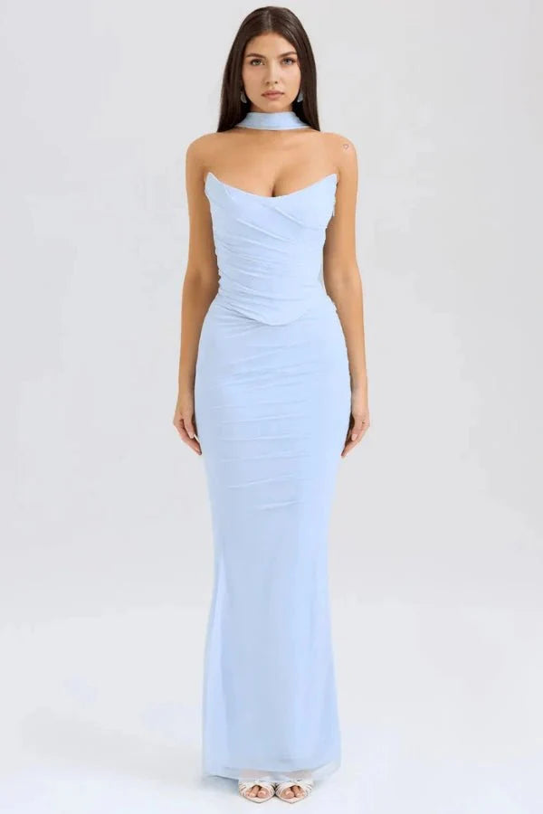 Elegant Ruched Evening Maxi Dress