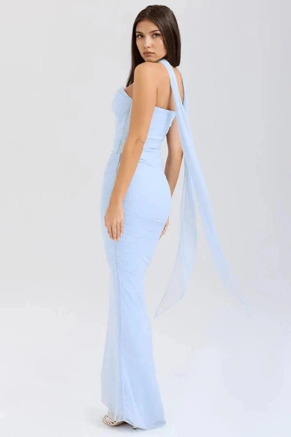 Elegant Ruched Evening Maxi Dress