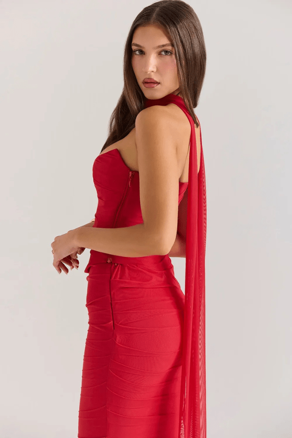 Elegant Ruched Evening Maxi Dress