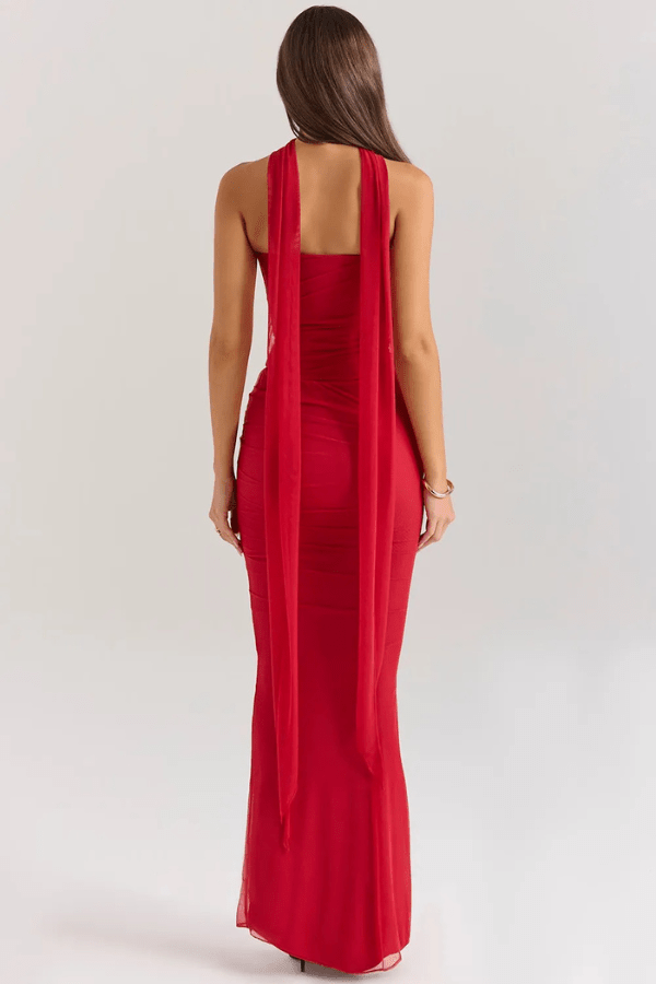 Elegant Ruched Evening Maxi Dress