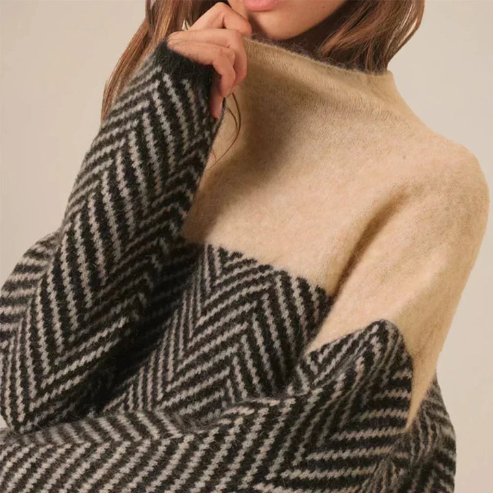 Women's Textured Knit Jumper with High Collar