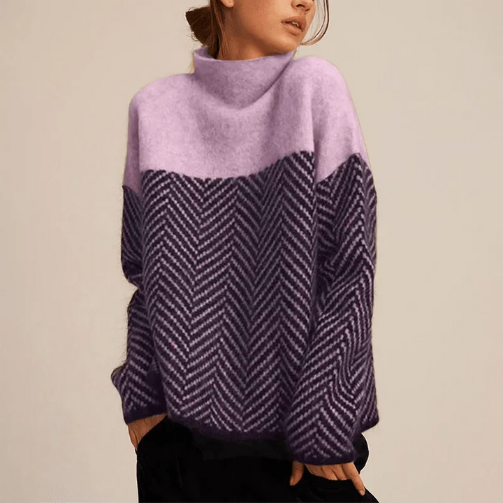 Women's Textured Knit Jumper with High Collar