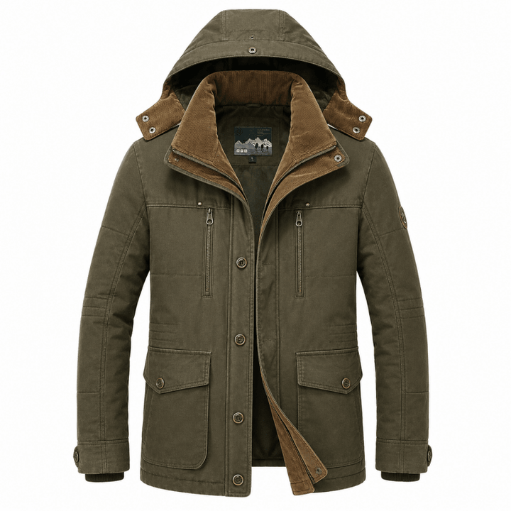 Men's Fleece Lined Winter Parka with Detachable Hood
