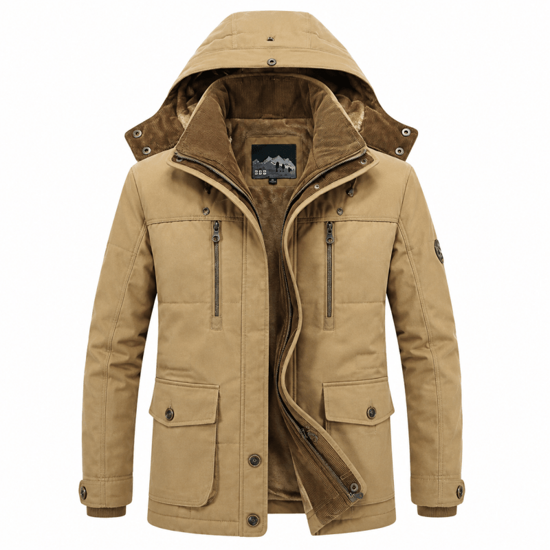 Men's Fleece Lined Winter Parka with Detachable Hood