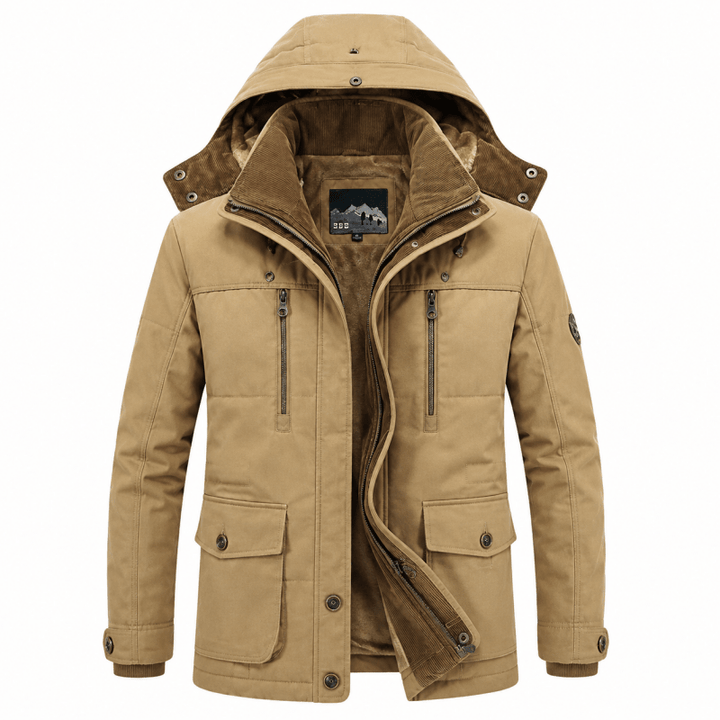 Men's Fleece Lined Winter Parka with Detachable Hood