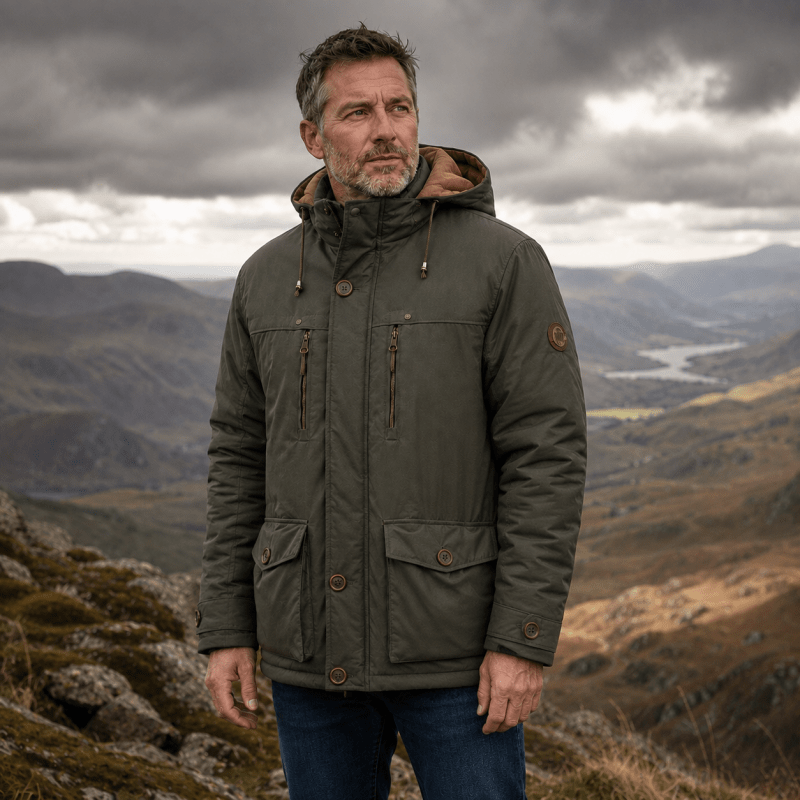 Men's Fleece Lined Winter Parka with Detachable Hood