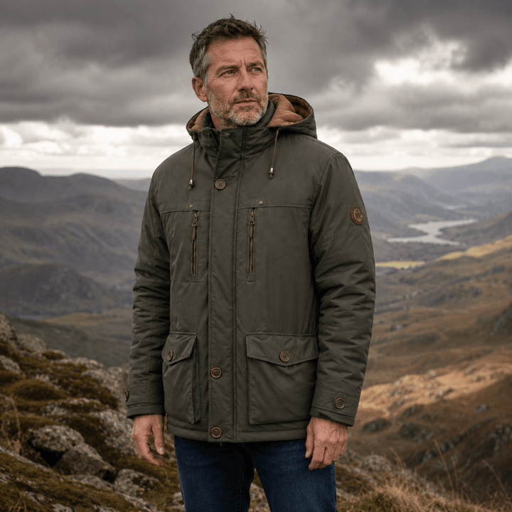 Men's Fleece Lined Winter Parka with Detachable Hood