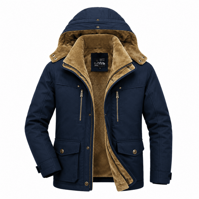 Men's Fleece Lined Winter Parka with Detachable Hood