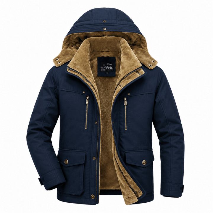 Men's Fleece Lined Winter Parka with Detachable Hood