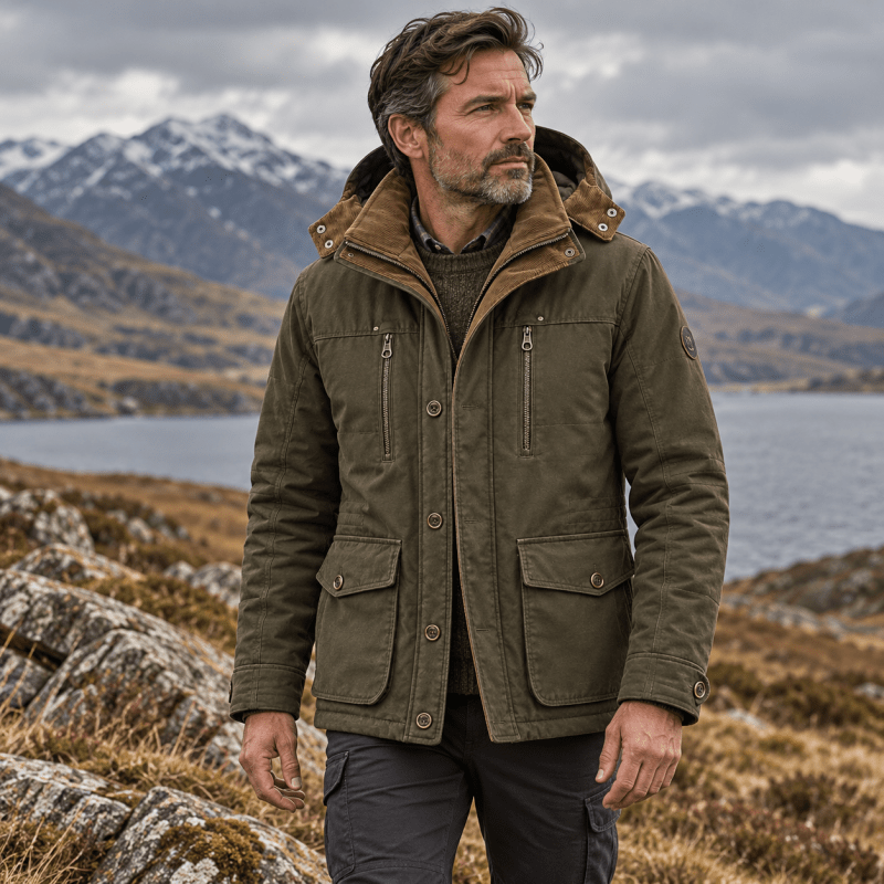 Men's Fleece Lined Winter Parka with Detachable Hood