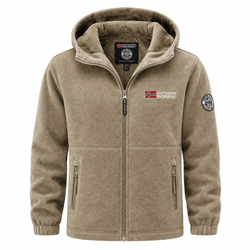 Men's Fleece Zip-Up Jacket with High Collar