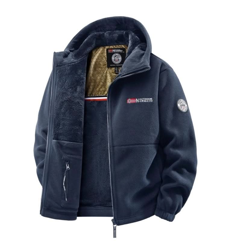 Men's Fleece Zip-Up Jacket with High Collar