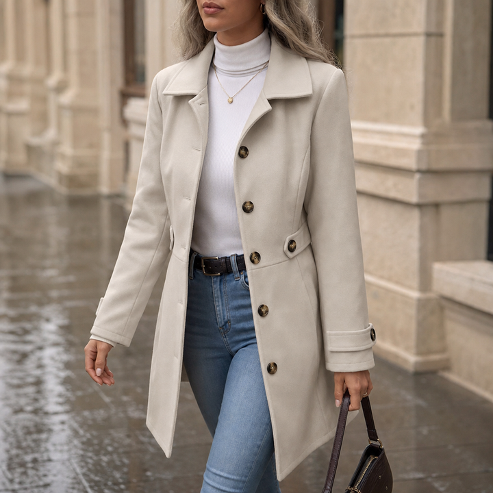 Women's Tailored Trench Coat with Notched Lapel