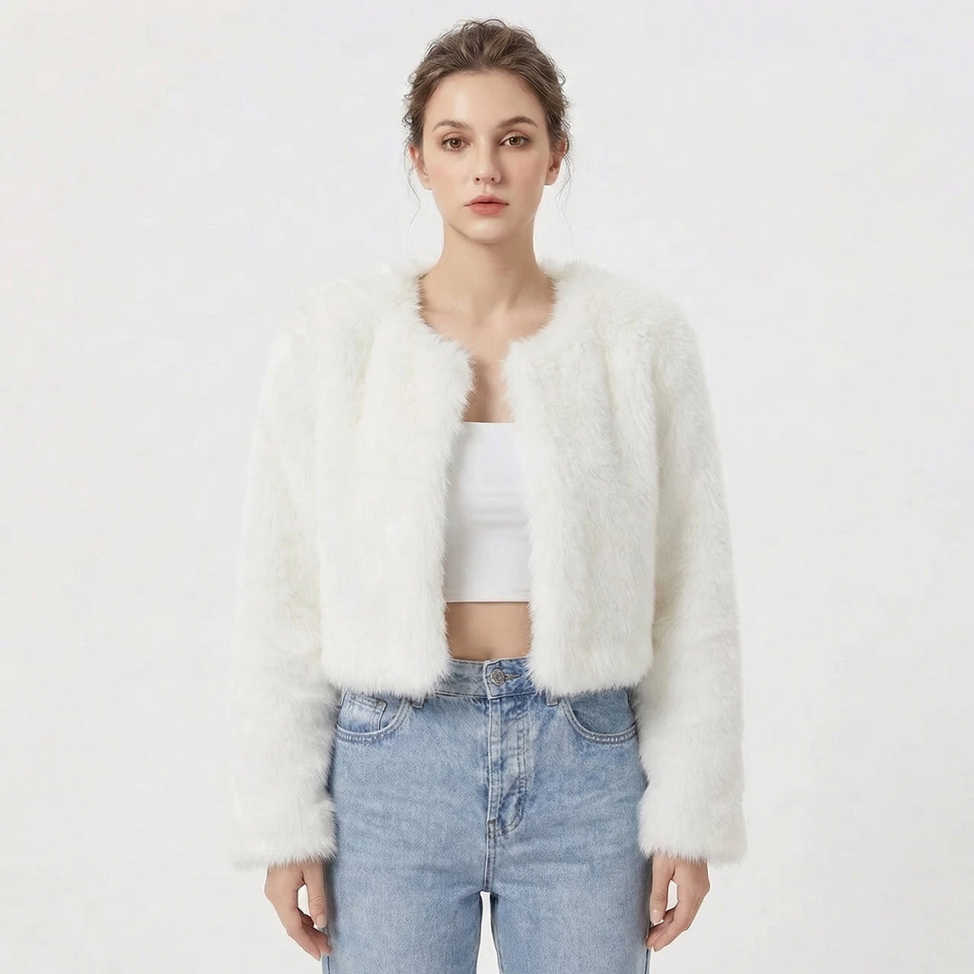 Cropped Faux Fur Jacket for Women