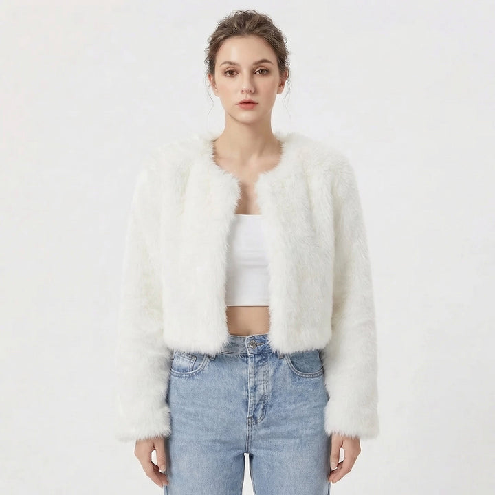 Cropped Faux Fur Jacket for Women