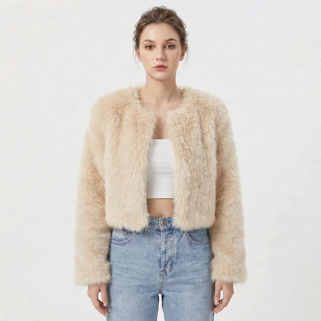 Cropped Faux Fur Jacket for Women