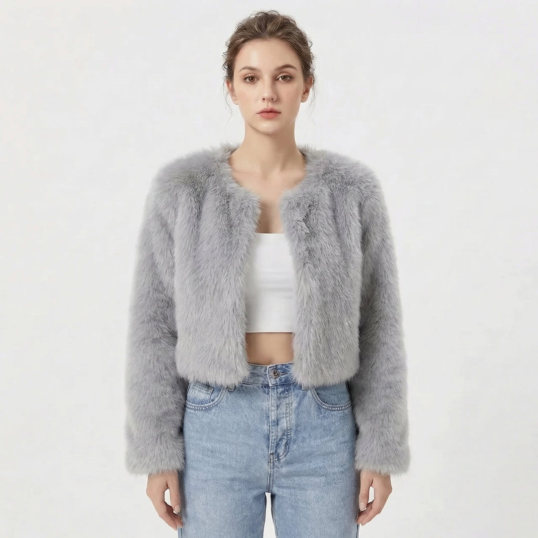 Cropped Faux Fur Jacket for Women