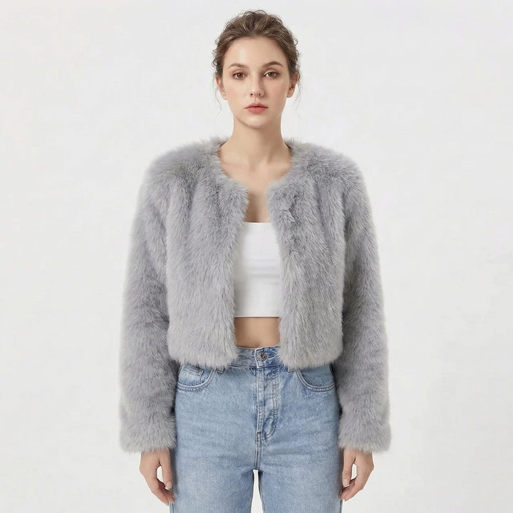 Cropped Faux Fur Jacket for Women