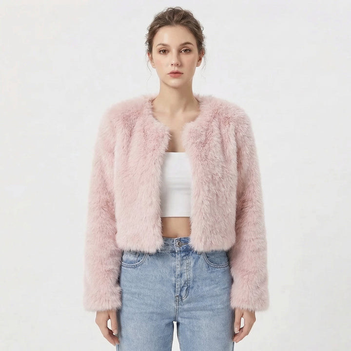 Cropped Faux Fur Jacket for Women