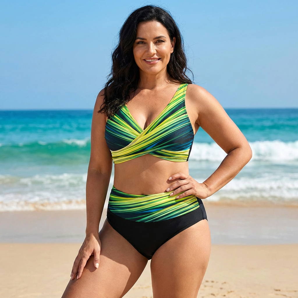Women's High-Waisted Geometric Print Bikini Set