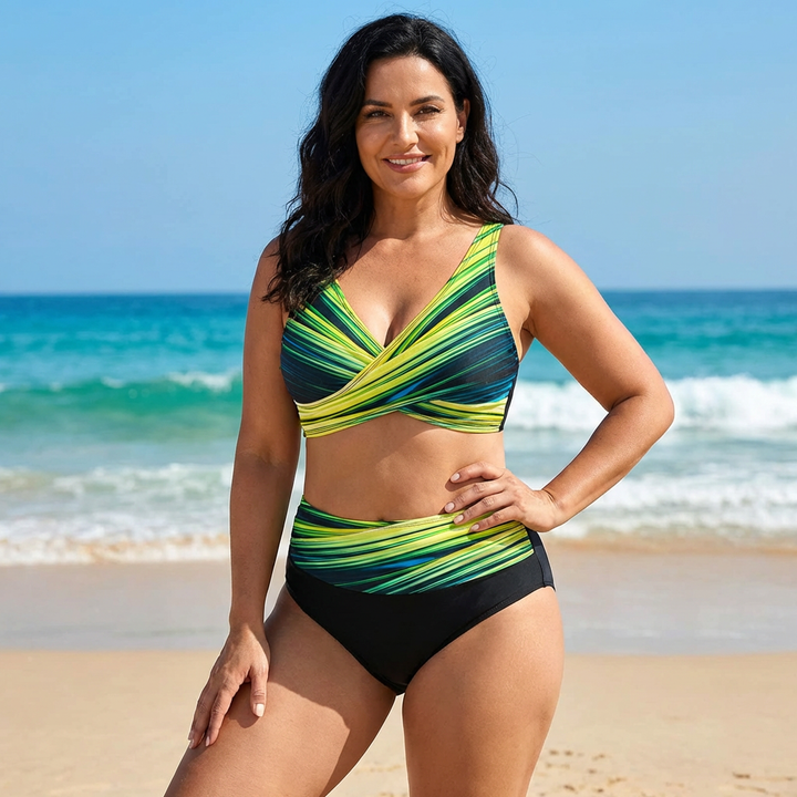 Women's High-Waisted Geometric Print Bikini Set