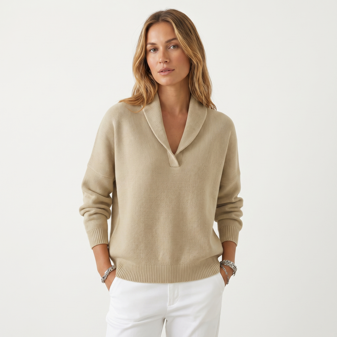 Shawl Collar Knit Sweater for Women