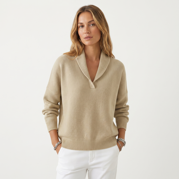 Shawl Collar Knit Sweater for Women