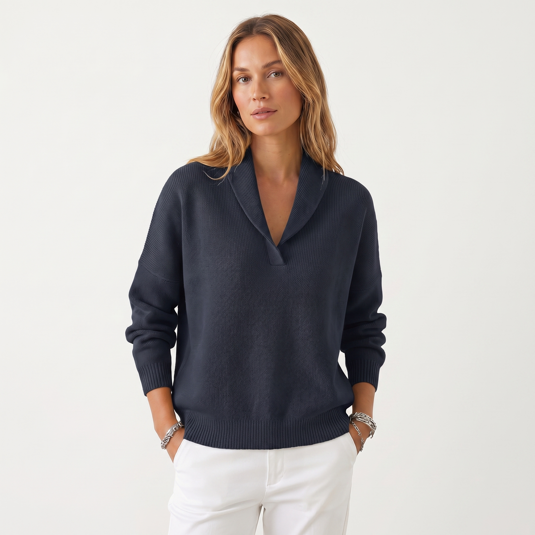 Shawl Collar Knit Sweater for Women