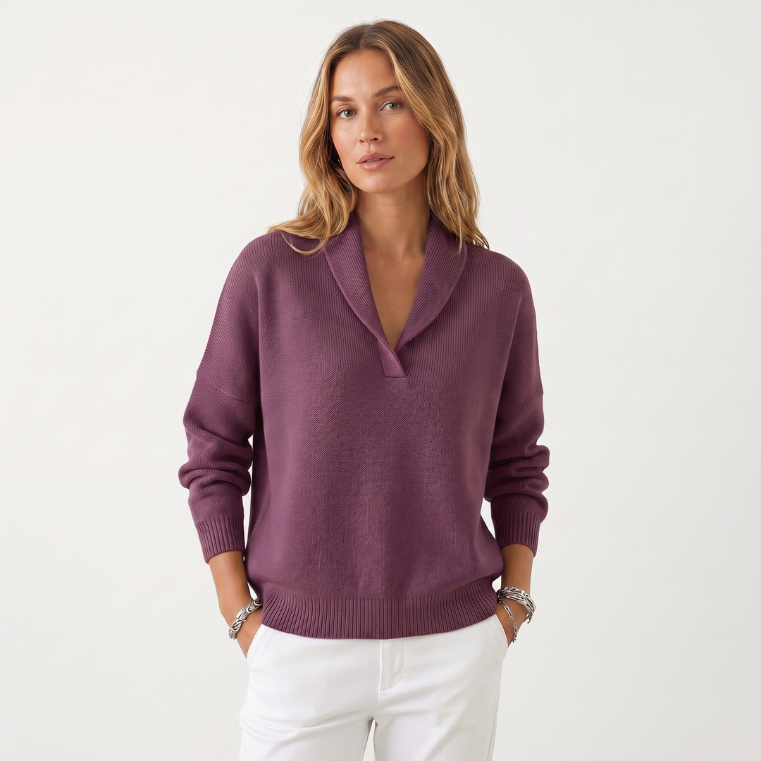 Shawl Collar Knit Sweater for Women