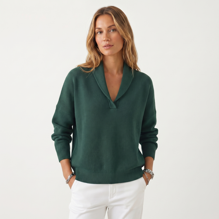 Shawl Collar Knit Sweater for Women