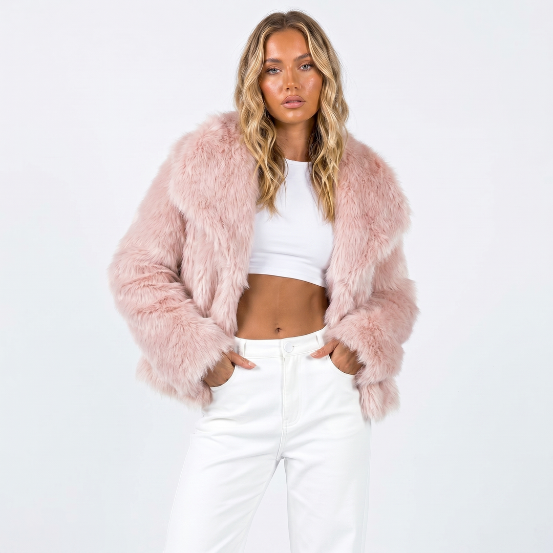 Plush Faux Fur Jacket for Women