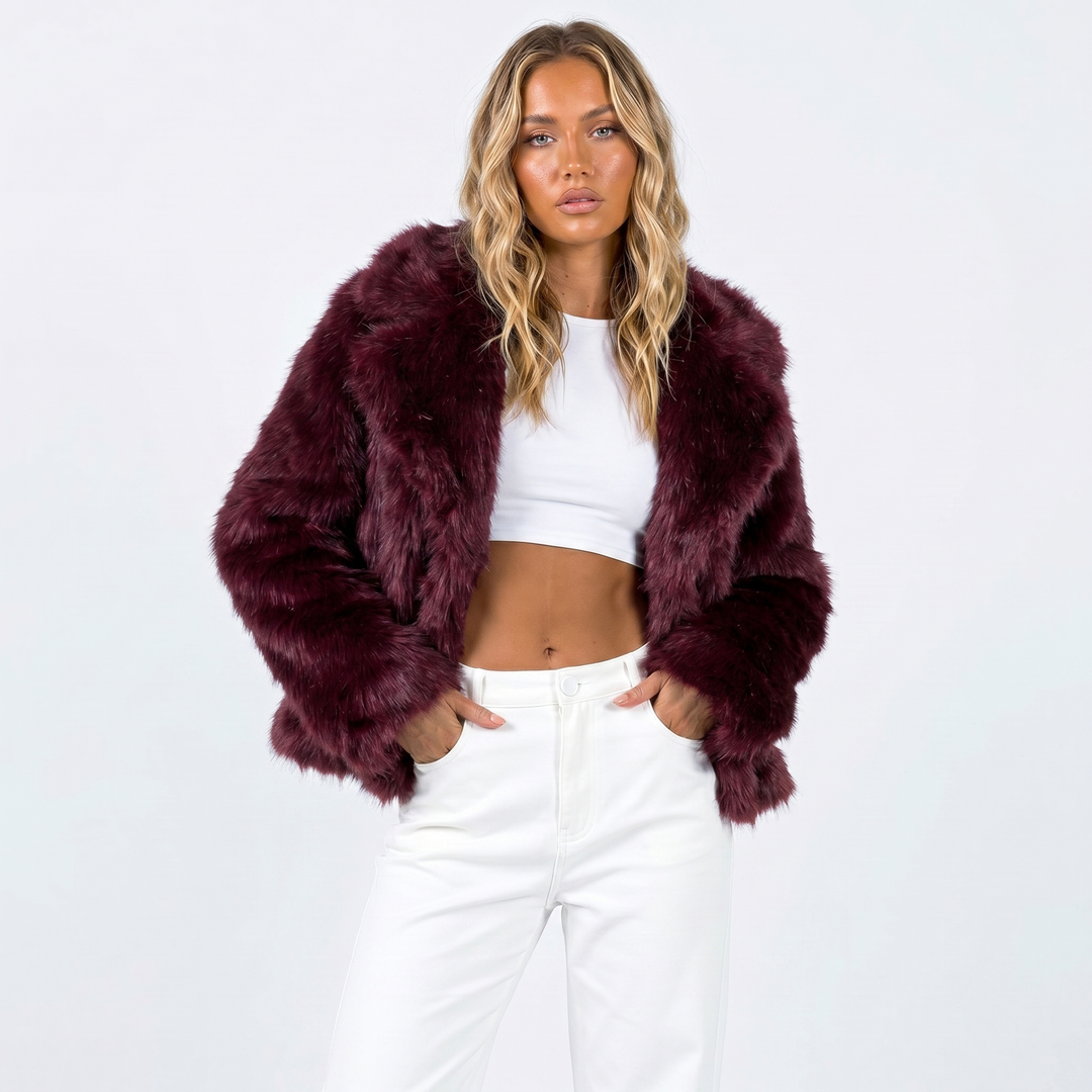 Plush Faux Fur Jacket for Women