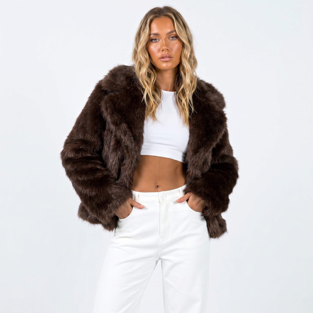 Plush Faux Fur Jacket for Women
