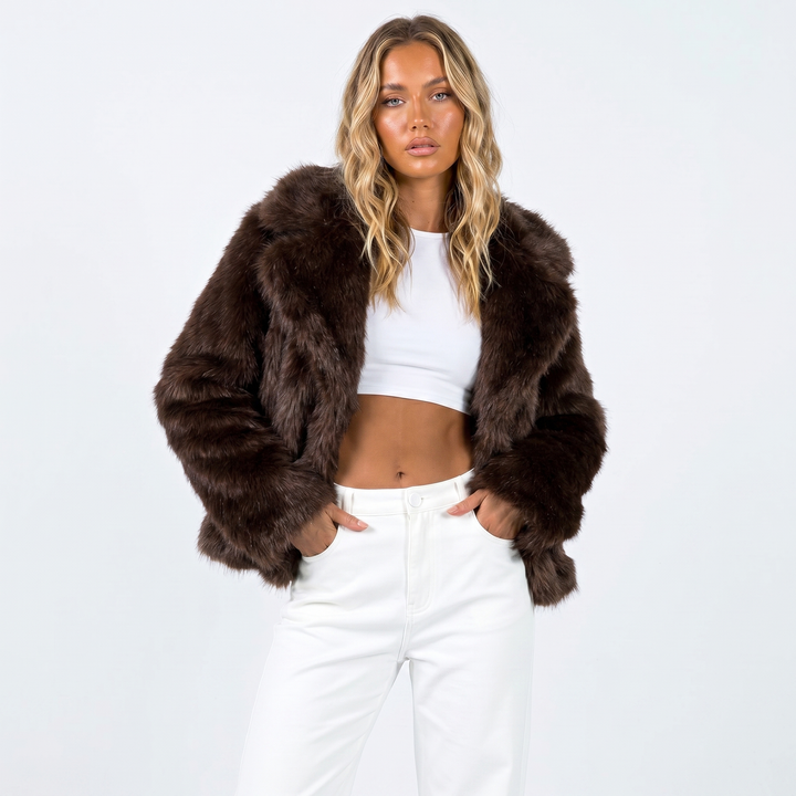 Plush Faux Fur Jacket for Women