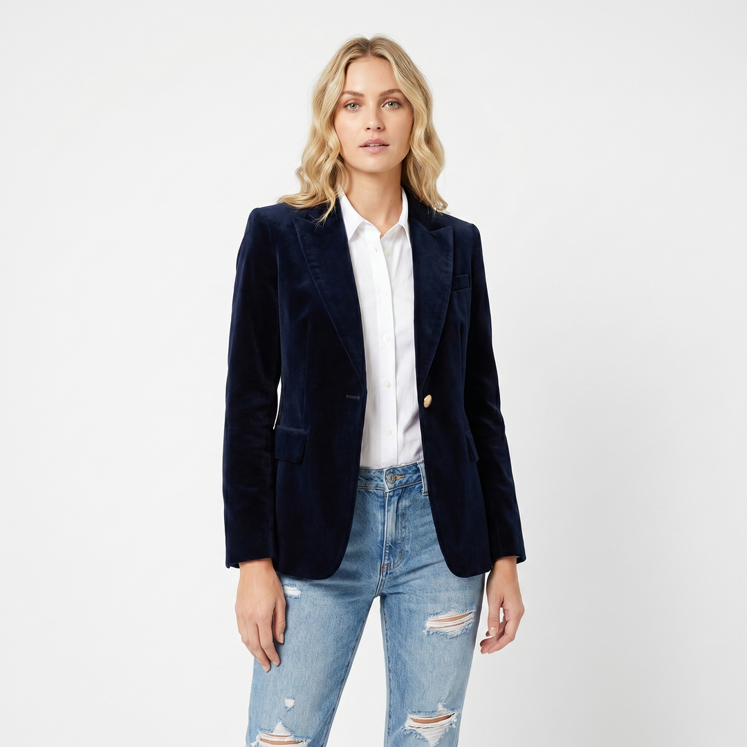 Tailored Single Breasted Velvet Blazer