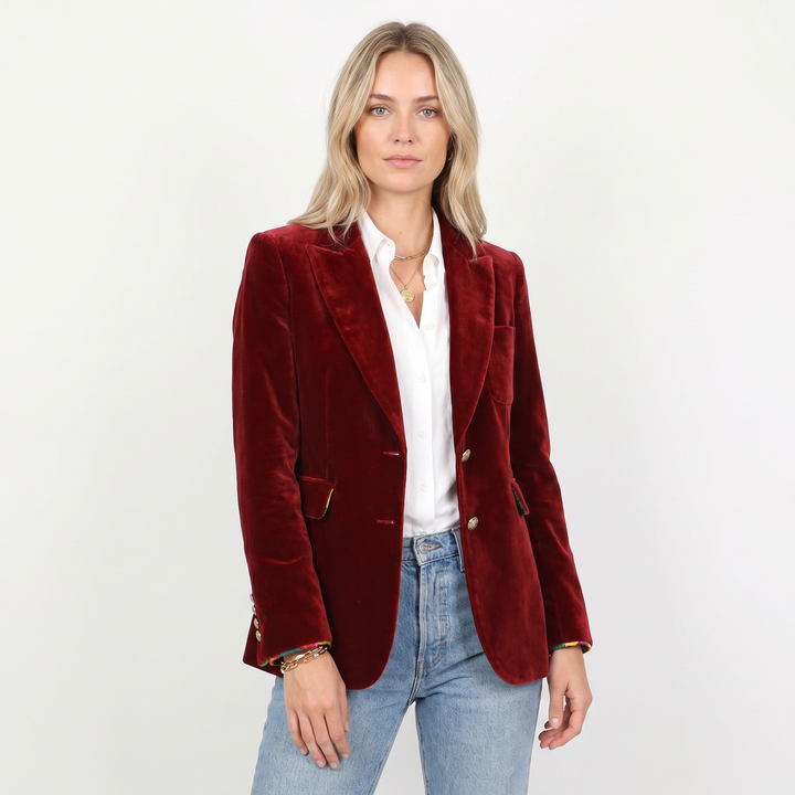 Tailored Single Breasted Velvet Blazer