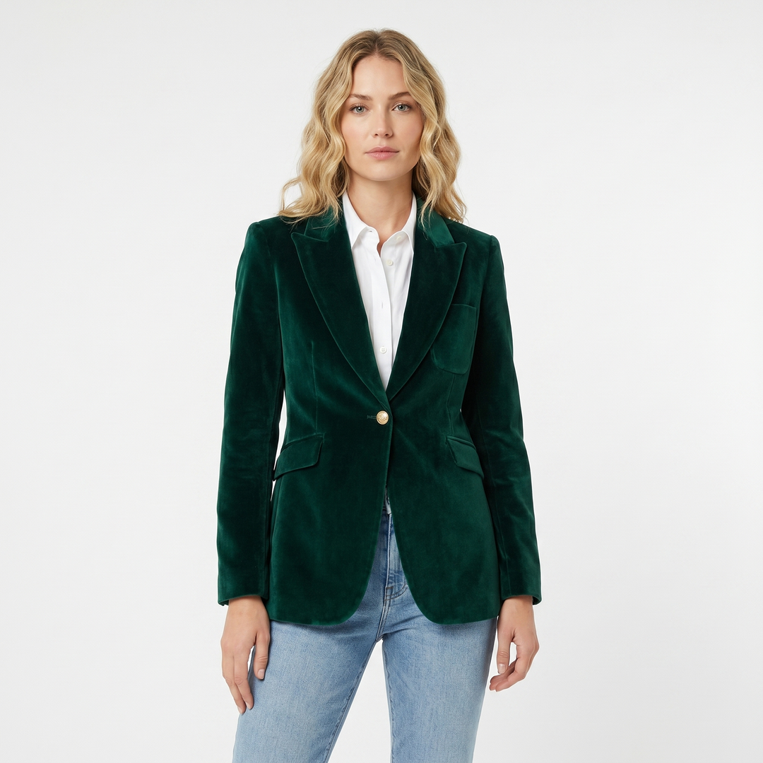 Tailored Single Breasted Velvet Blazer