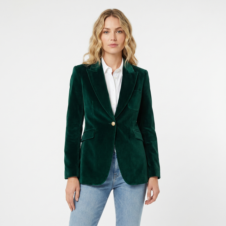 Tailored Single Breasted Velvet Blazer