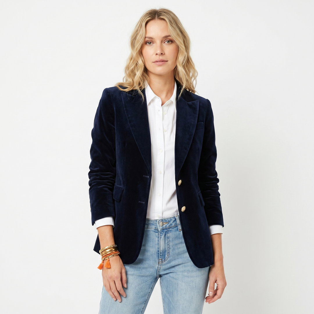 Tailored Single Breasted Velvet Blazer