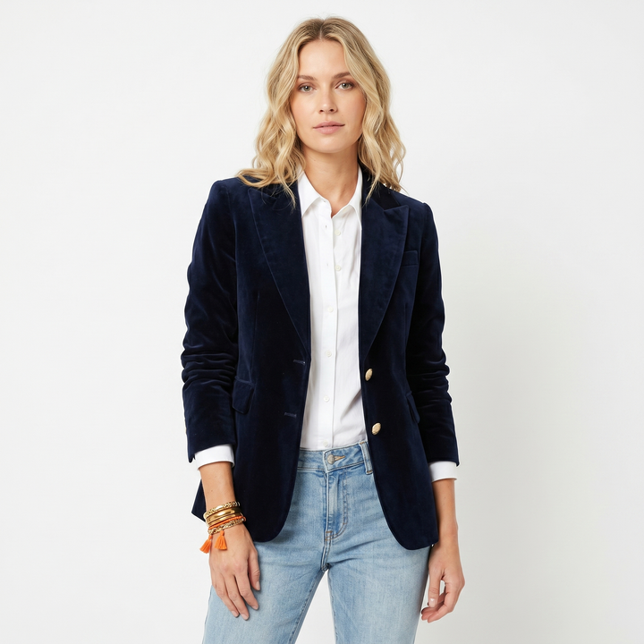Tailored Single Breasted Velvet Blazer
