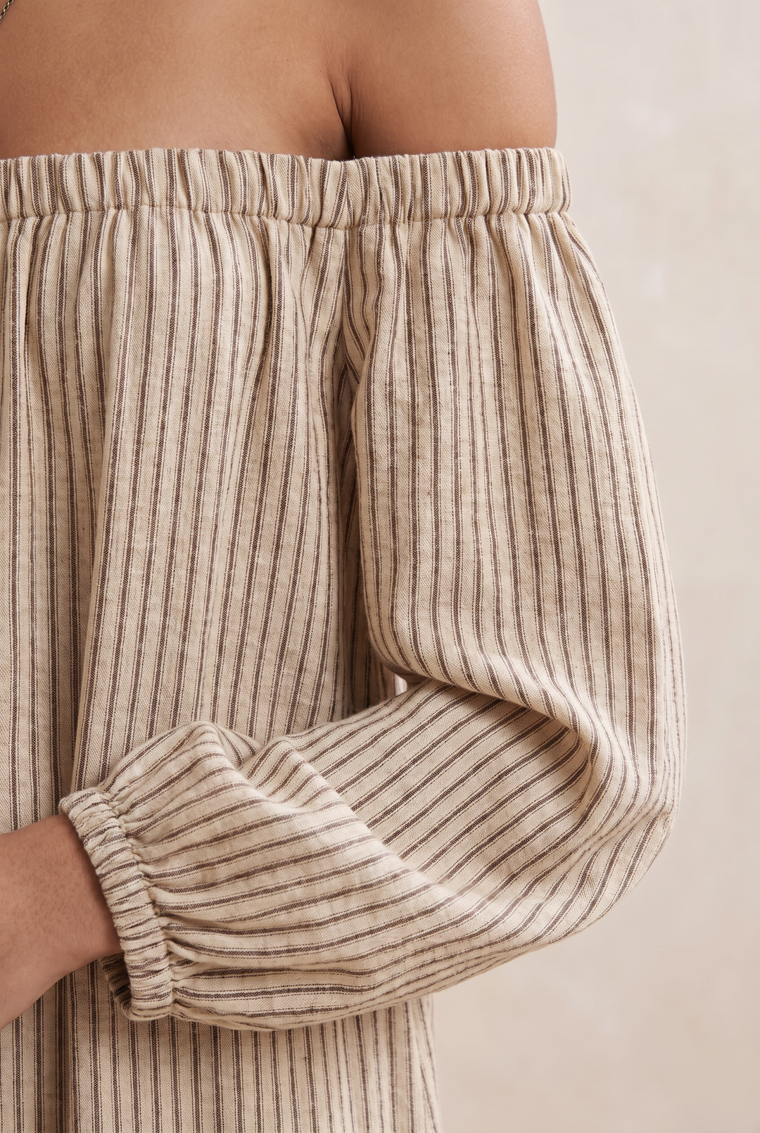 Women's Striped Off-Shoulder Maxi Dress