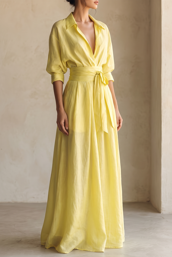 Women's Sheer Sash-Tie Maxi Dress