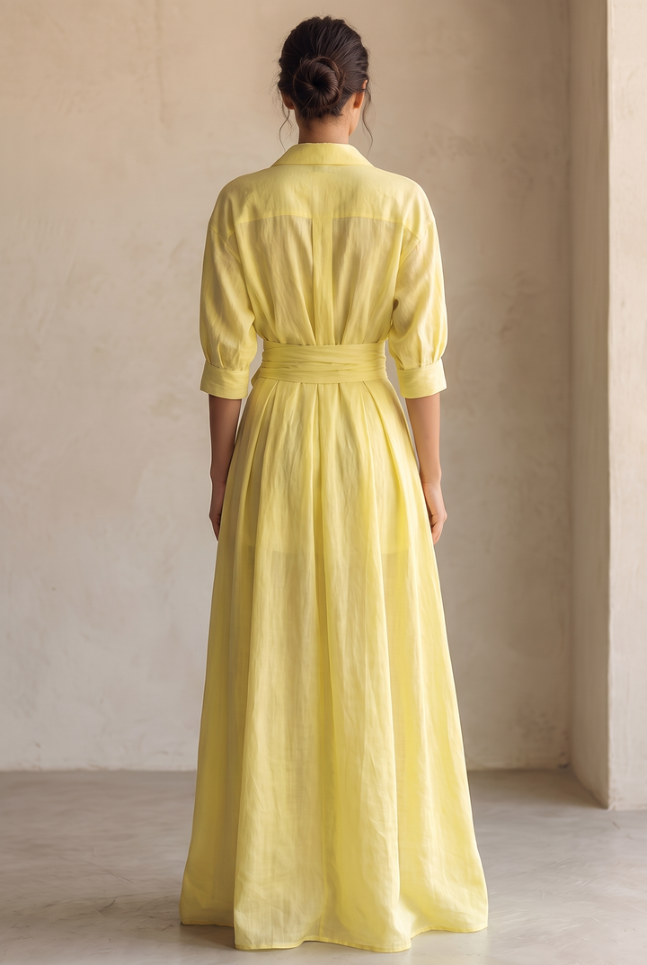 Women's Sheer Sash-Tie Maxi Dress