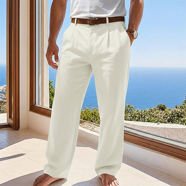 Men's Linen Pleated Pants with Tailored Fit