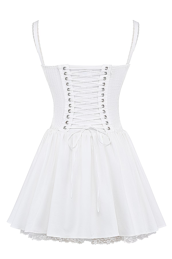 Rosalie | Corset Lace Trim Mini Dress