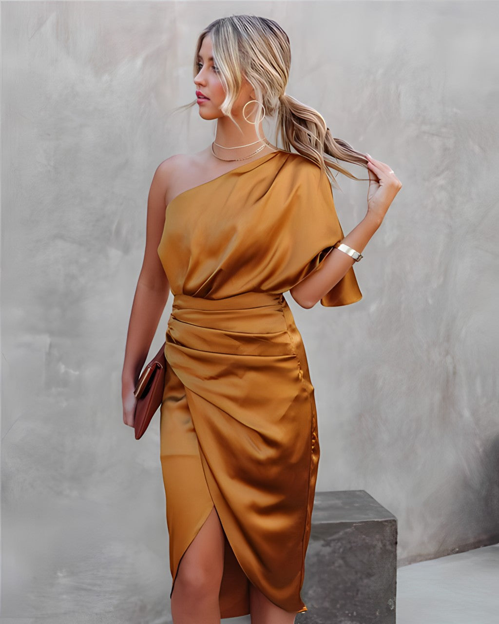 Oriana | Elegant Satin One Shoulder Cocktail Dress